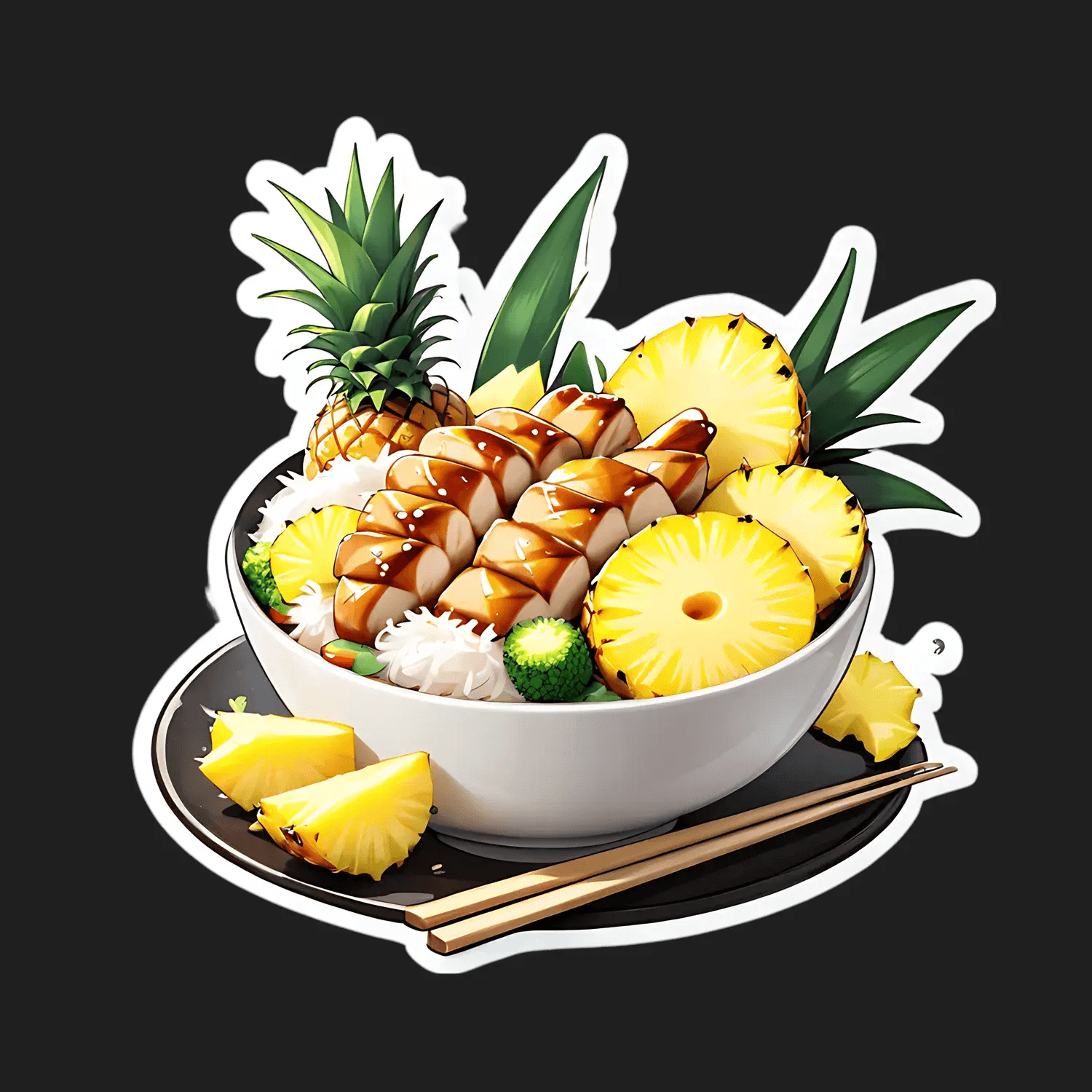 Pineapple Bowl Sticker - Tropical Decor - Heat Press Transfer
