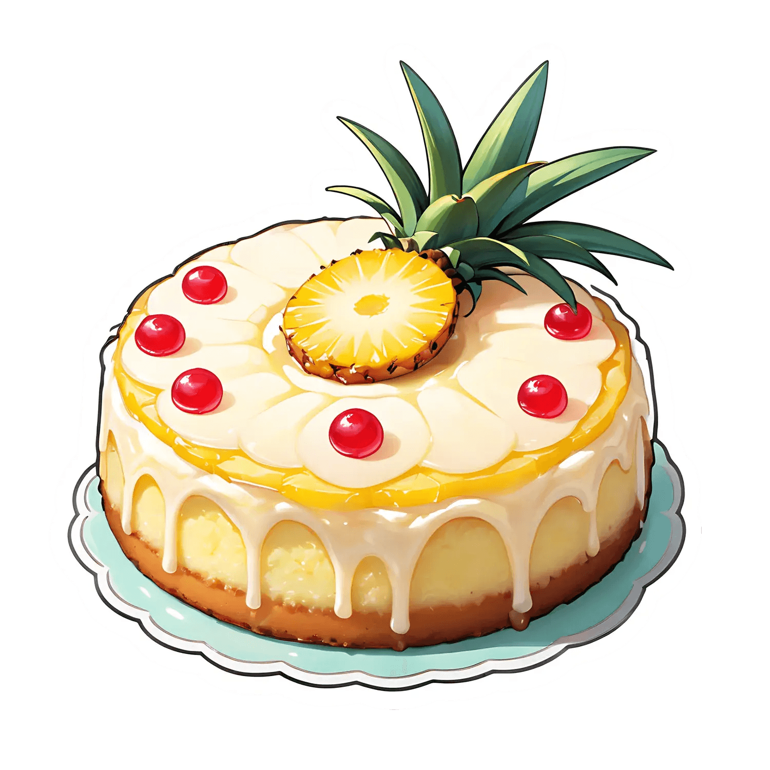 Pineapple Cherry Cake - Sticker - Heat Press Transfer