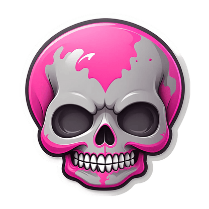 Pink Skull UV DTF Sticker - Unique Design - Heat Press Transfer