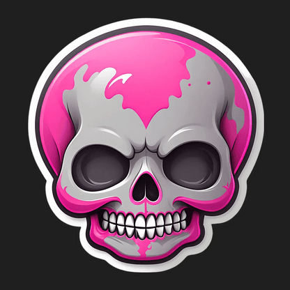Pink Skull UV DTF Sticker - Unique Design - Heat Press Transfer