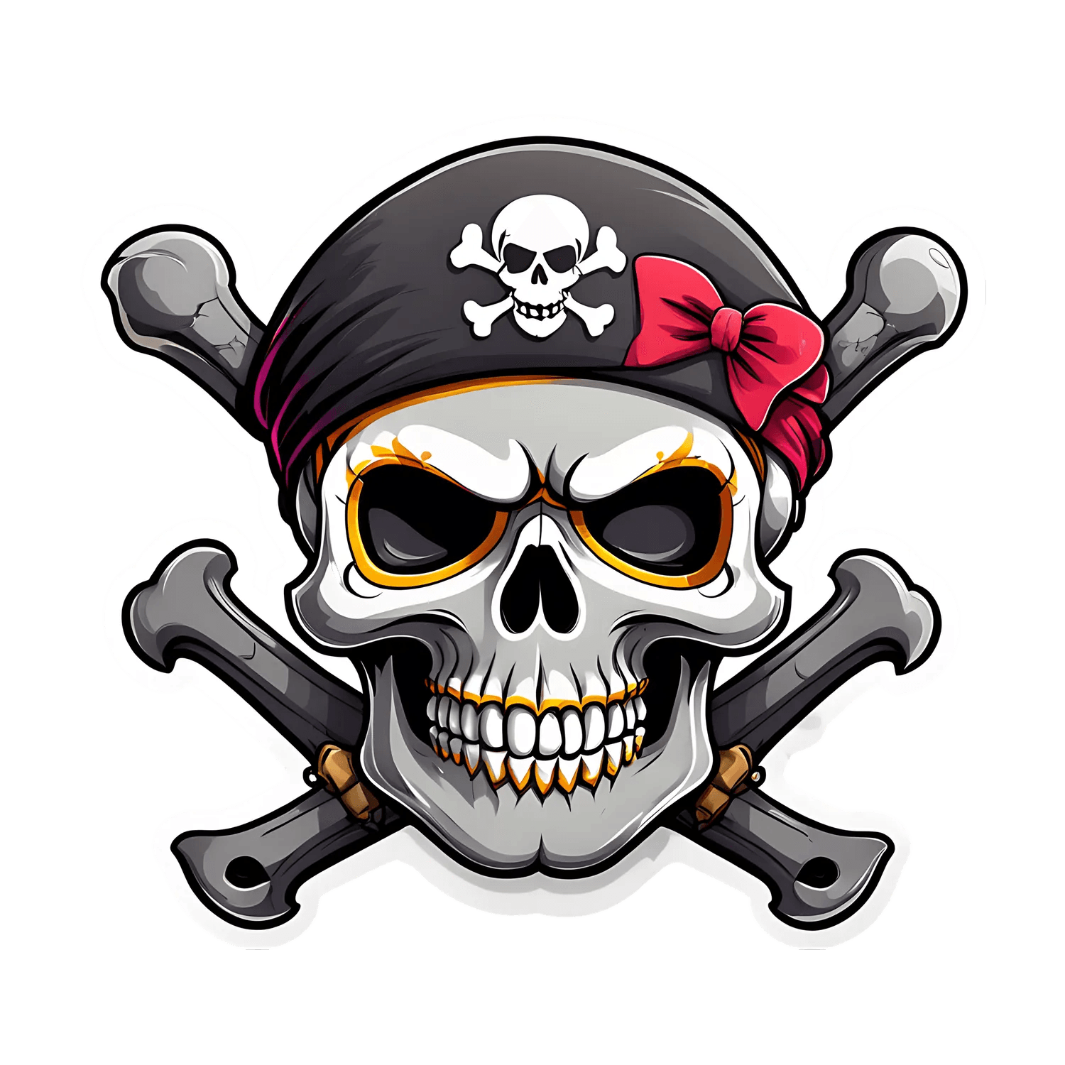 Pirate Skull Sticker - Unique Artistic Decal - Heat Press Transfer