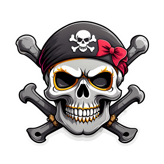 Pirate Skull Sticker - Unique Artistic Decal - Heat Press Transfer