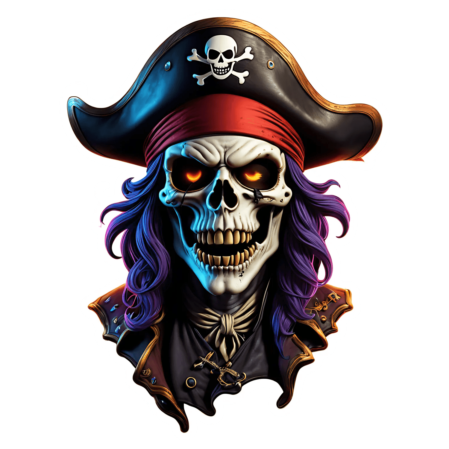 Pirate Skull Sticker - Vibrant UV DTF Design - Heat Press Transfer