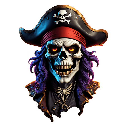 Pirate Skull Sticker - Vibrant UV DTF Design - Heat Press Transfer