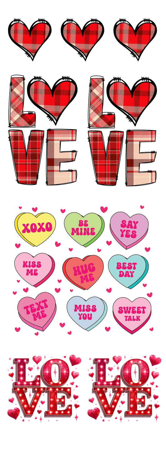 Plaid & Sweet: Valentine’s Day DTF Gang Sheet 22"x60" Premade DTF Gang Sheet - Heat Press Transfer