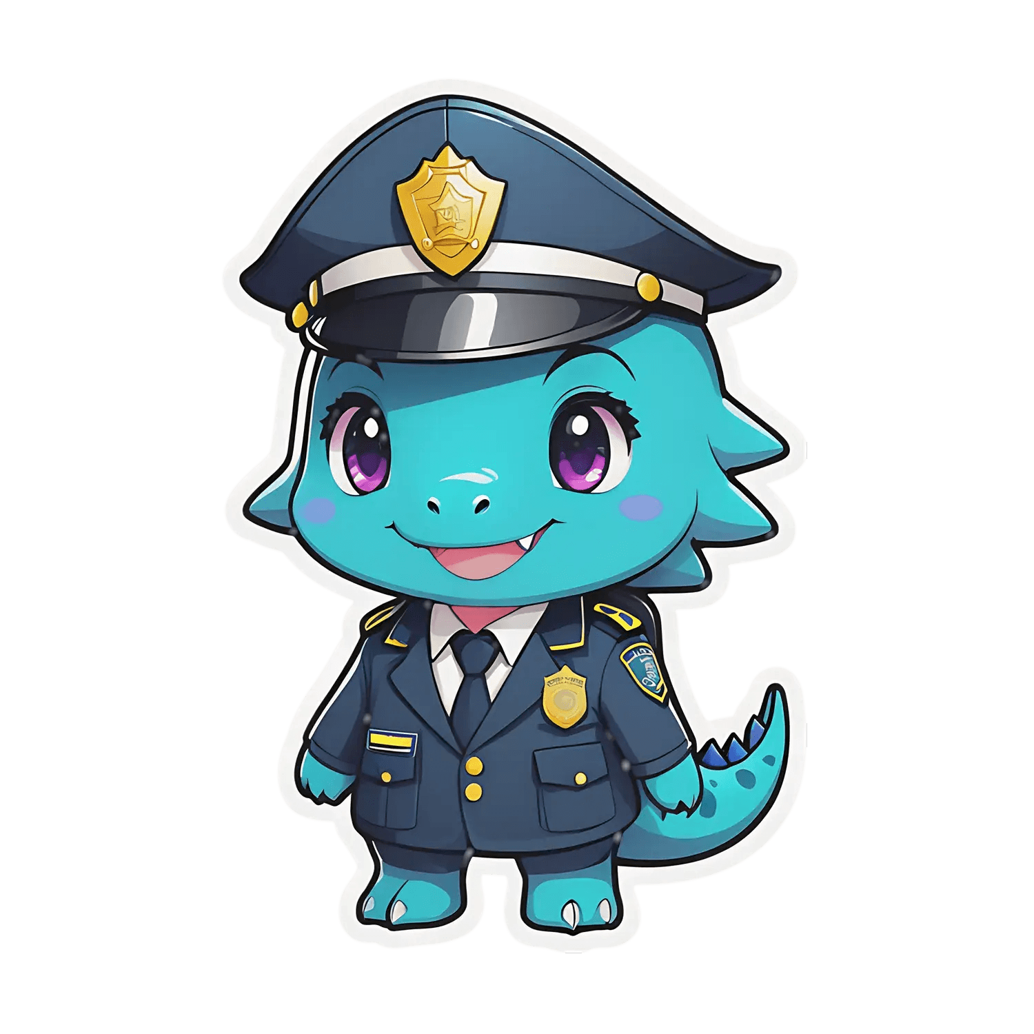 Police Dinosaur Sticker - Cute Cartoon Cop - Heat Press Transfer