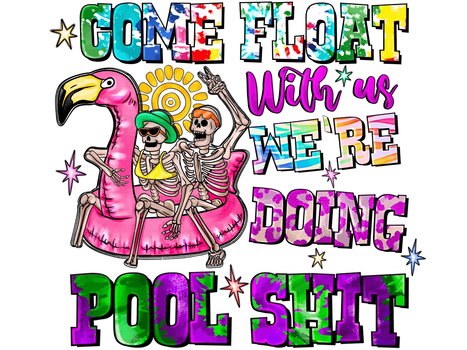 Pool Party Skeletons - DTF Ready to Press - Heat Press Transfer