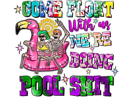 Pool Party Skeletons - DTF Ready to Press - Heat Press Transfer