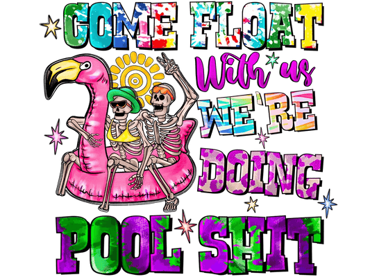 Pool Party Skeletons - DTF Ready to Press - Heat Press Transfer