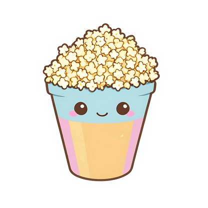 Popcorn Bucket Sticker - Cute Kawaii Style - Heat Press Transfer