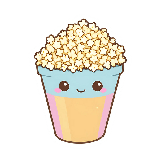 Popcorn Bucket Sticker - Cute Kawaii Style - Heat Press Transfer
