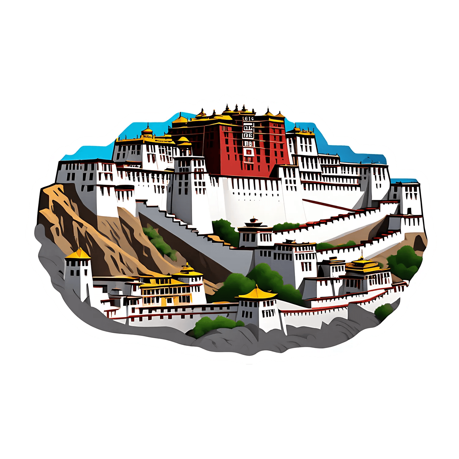 Potala Palace Sticker - Tibetan Architectural Art - Heat Press Transfer