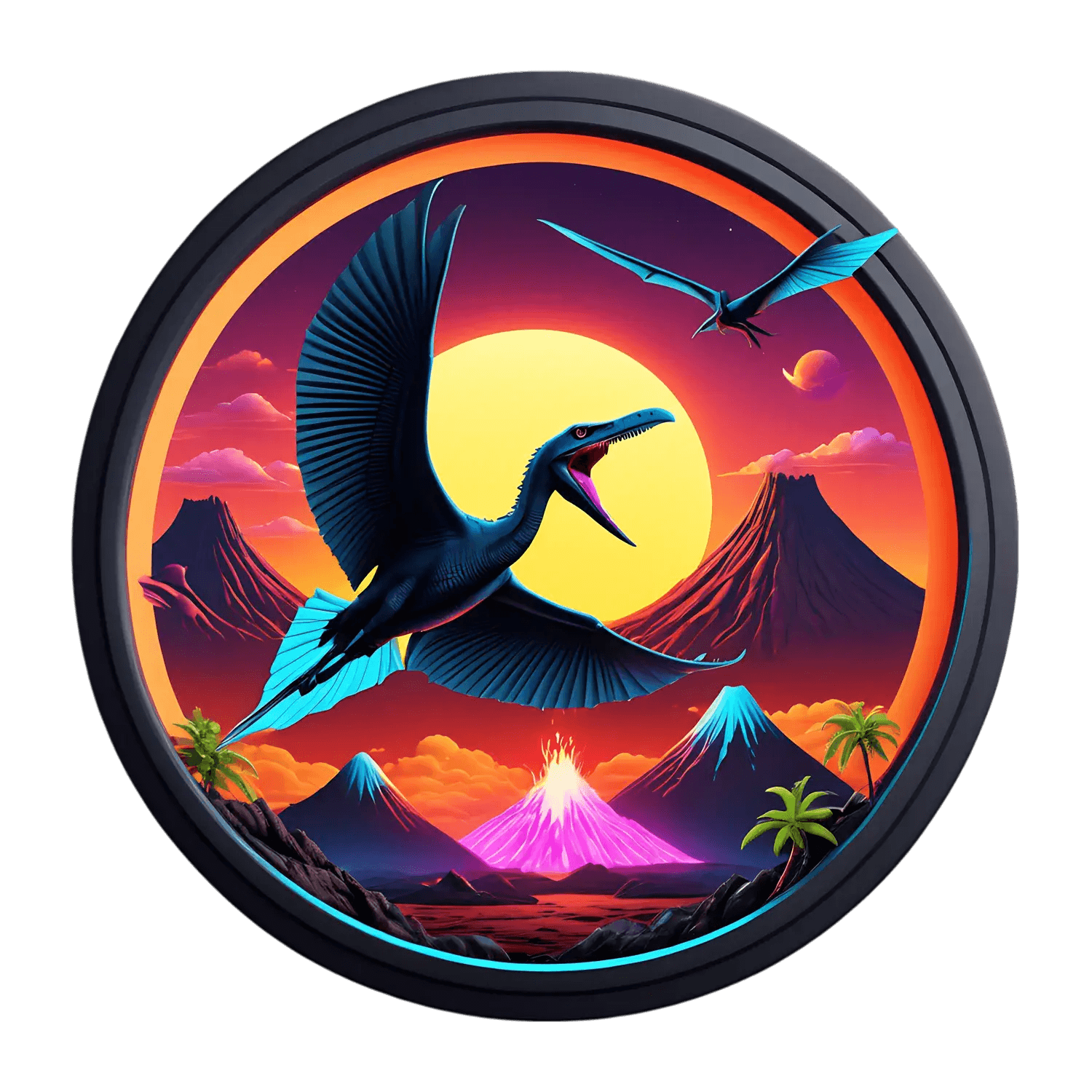 Prehistoric Bird - Volcanic Sunset Sticker - Heat Press Transfer