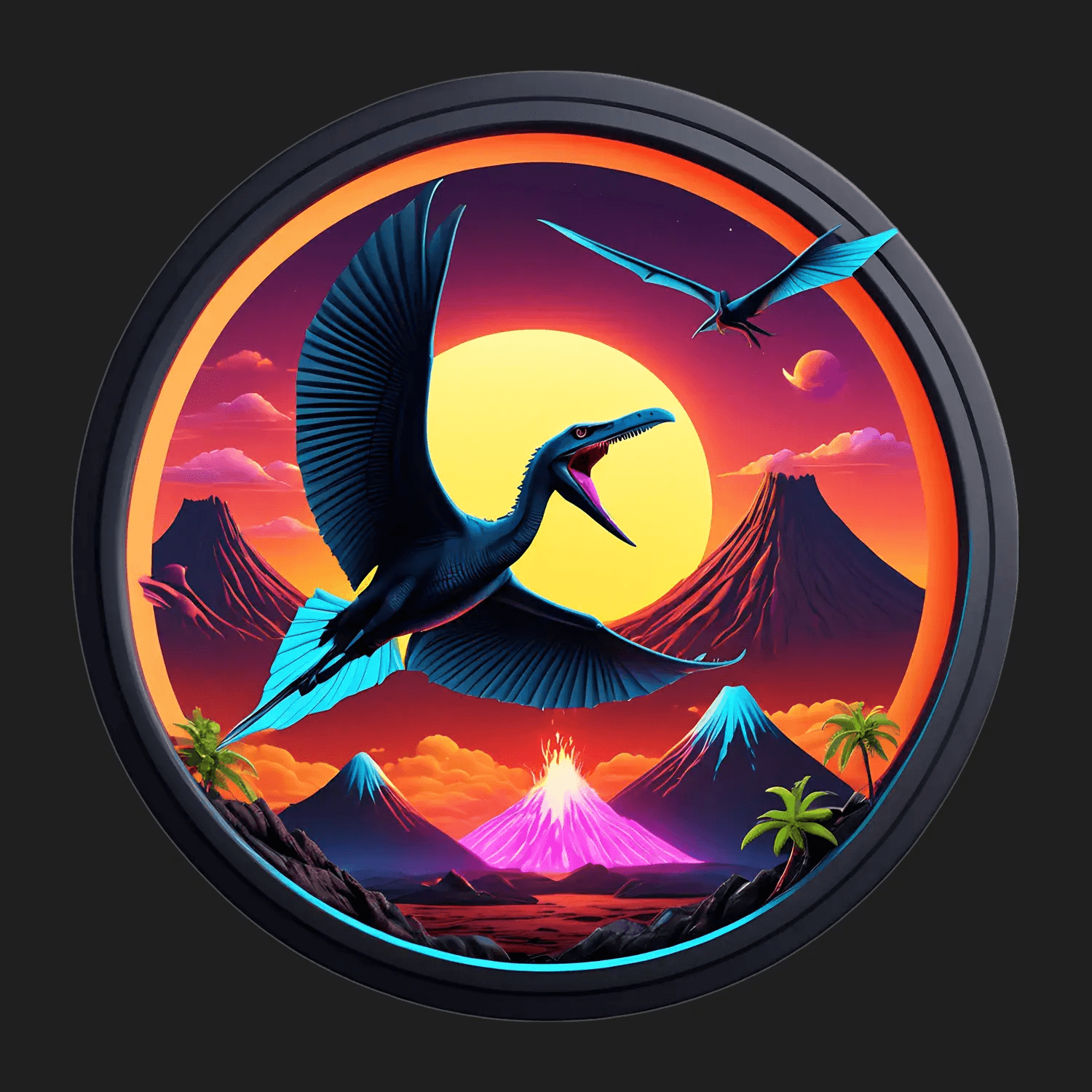 Prehistoric Bird - Volcanic Sunset Sticker - Heat Press Transfer