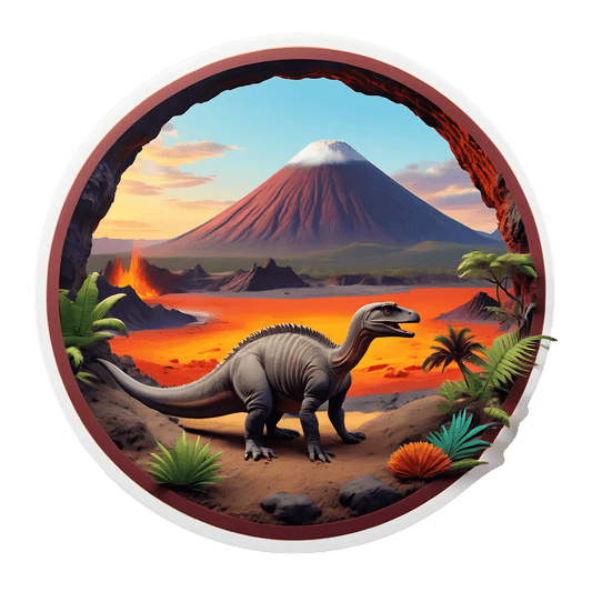 Prehistoric Volcano - Dinosaur Sticker - Heat Press Transfer