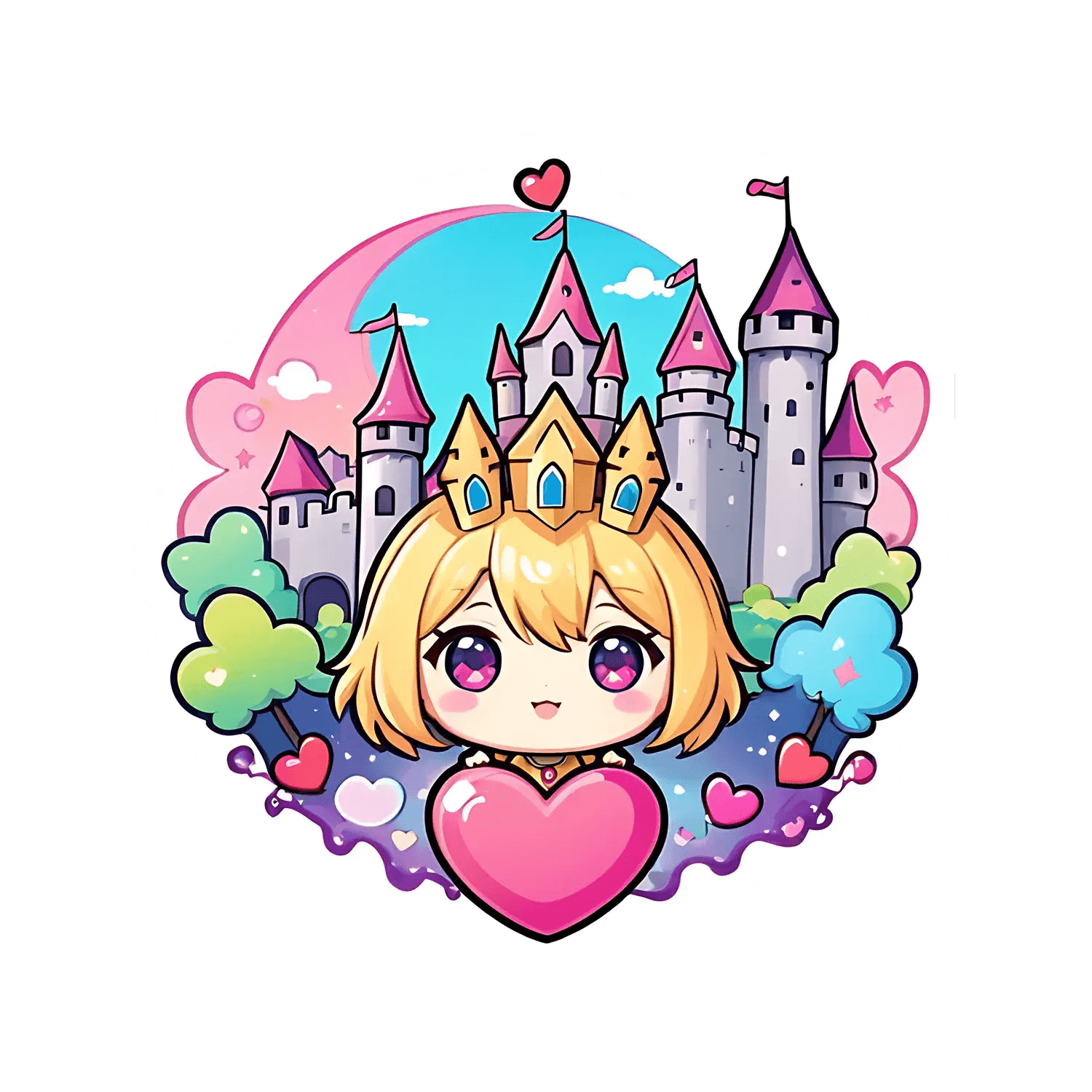 Princess Castle Heart - Sticker - Heat Press Transfer