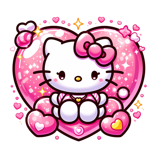 Princess Hello Kitty Valentine's Day Design - DTF Ready To Press - Heat Press Transfer