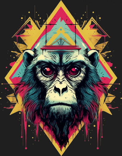 Psychedelic Monkey - DTF Ready to Press - Heat Press Transfer