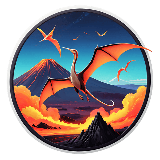 Pterodactyl Sunset - Fire Sky Sticker - Heat Press Transfer