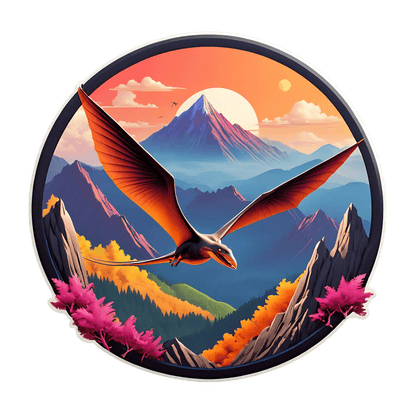 Pterosaur Sunset - Vibrant UV Sticker - Heat Press Transfer