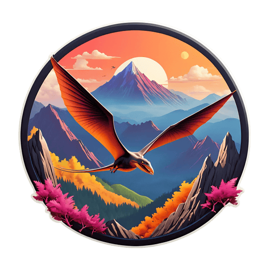 Pterosaur Sunset - Vibrant UV Sticker - Heat Press Transfer