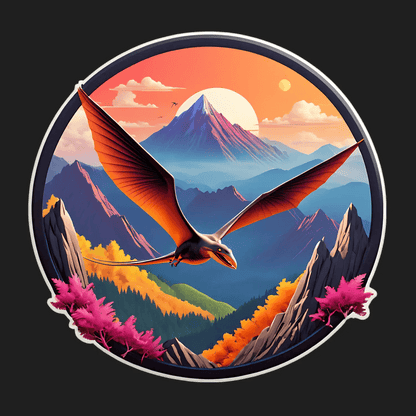 Pterosaur Sunset - Vibrant UV Sticker - Heat Press Transfer