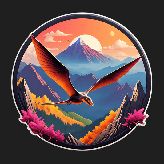 Pterosaur Sunset - Vibrant UV Sticker - Heat Press Transfer