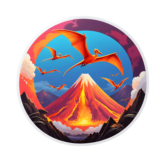 Pterosaur Volcano - Volcanic Dinosaur Sticker - Heat Press Transfer
