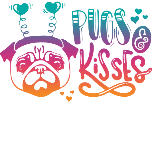 Pugs Kisses Valentine's Day Design - DTF Ready To Press - Heat Press Transfer