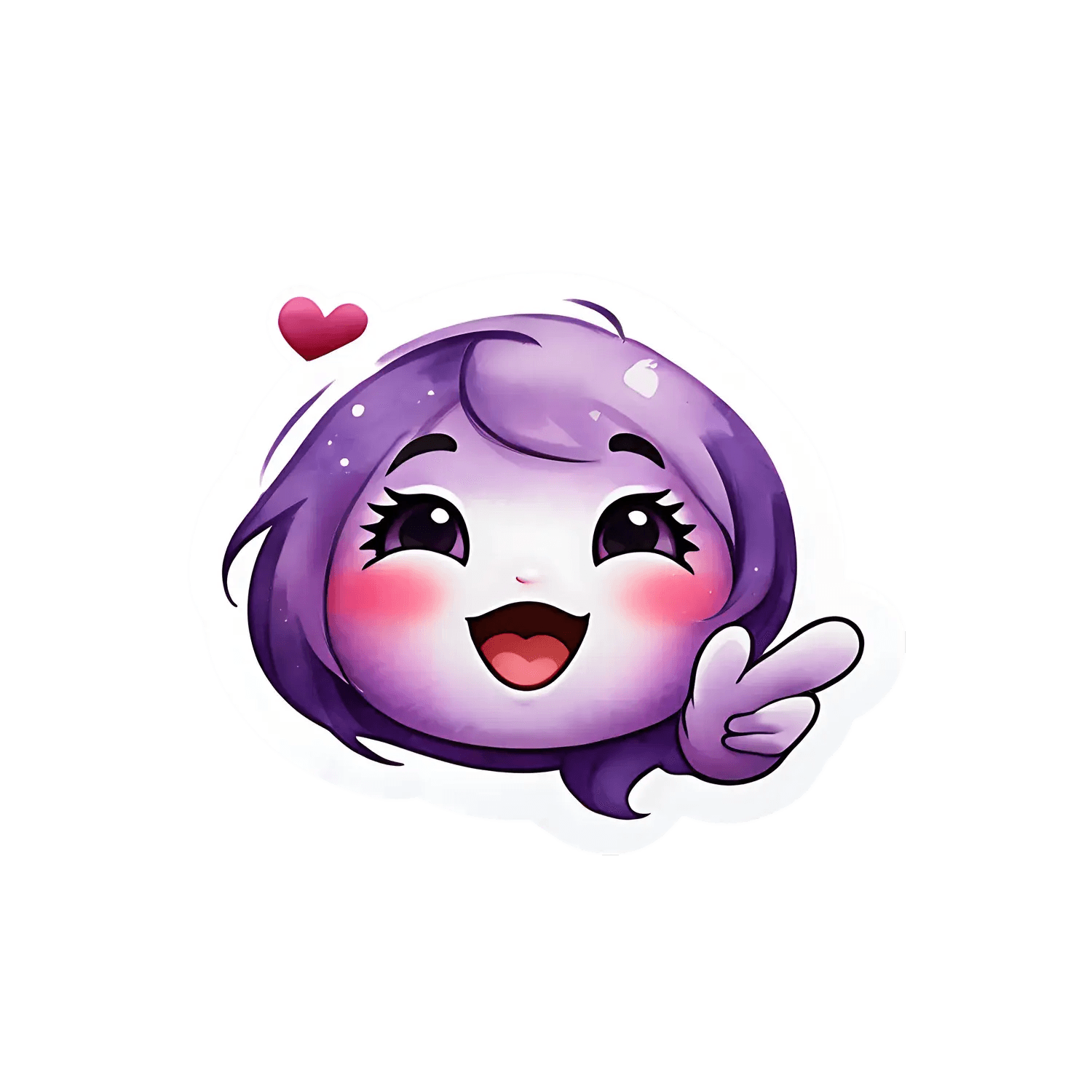 Purple Heart Kawaii - Sticker - Heat Press Transfer