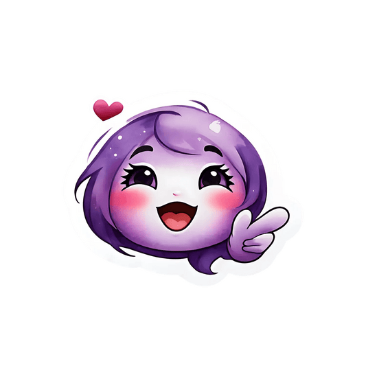 Purple Heart Kawaii - Sticker - Heat Press Transfer