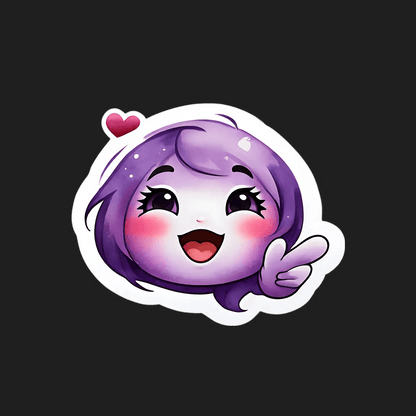 Purple Heart Kawaii - Sticker - Heat Press Transfer