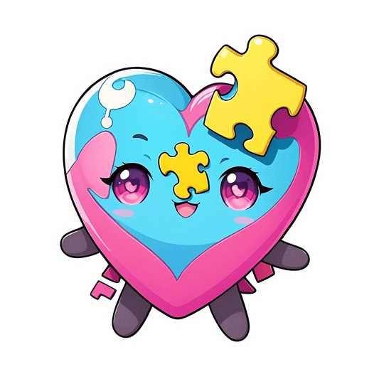Puzzle Heart Sticker - Cute Anime Design - Heat Press Transfer
