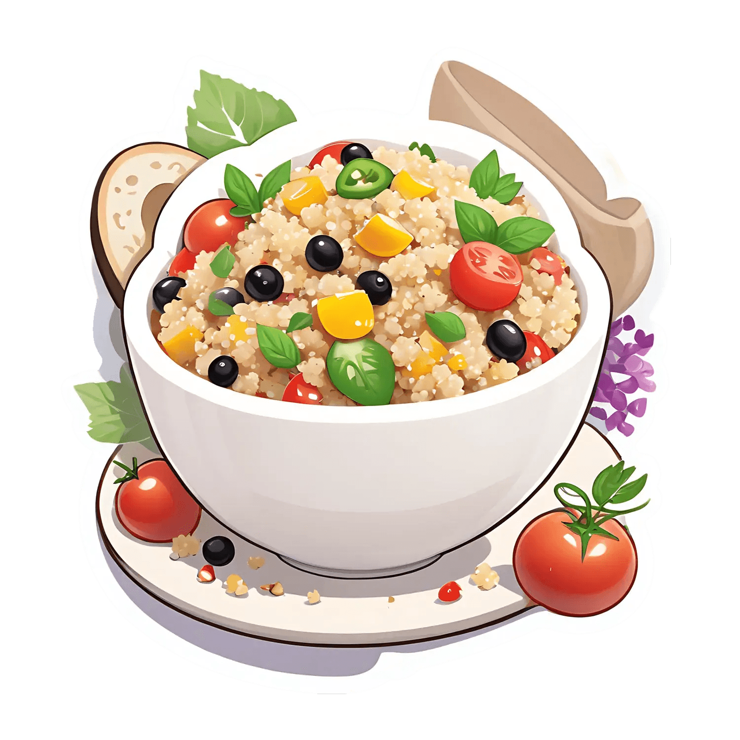 Quinoa Salad Bowl - Colorful Food Sticker - Heat Press Transfer