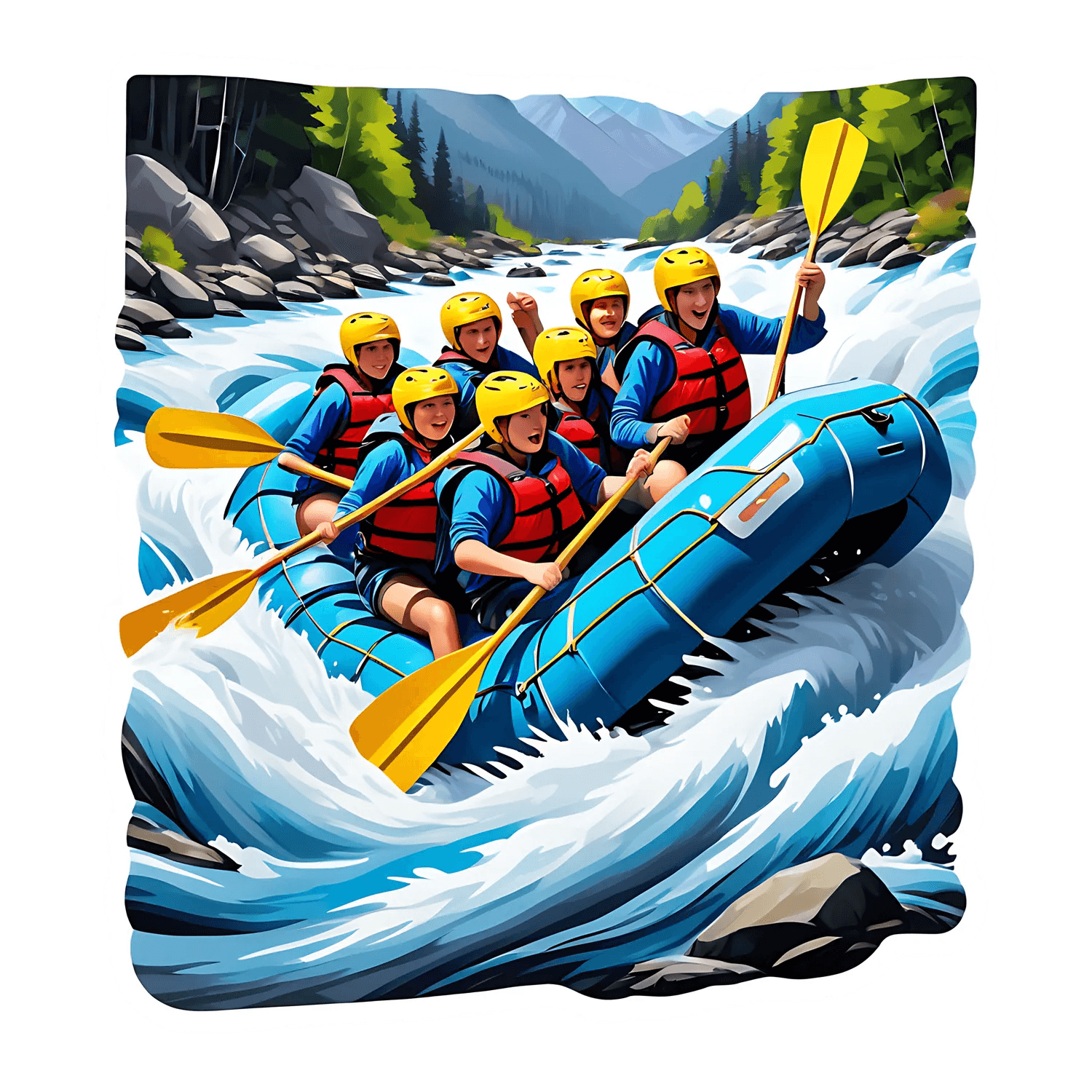 Rafting Adventure - UV DTF Sticker - Heat Press Transfer