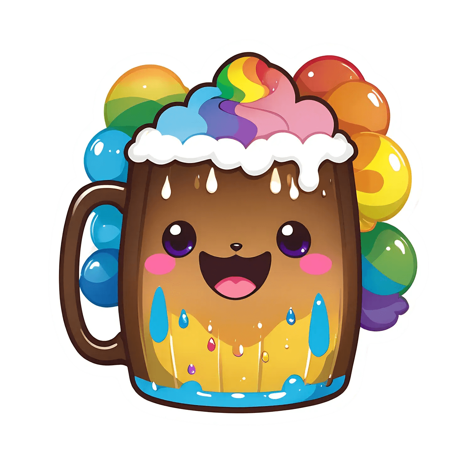 Rainbow Beer Mug - Cute Sticker - Heat Press Transfer