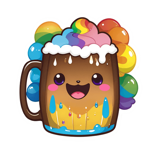 Rainbow Beer Mug - Cute Sticker - Heat Press Transfer