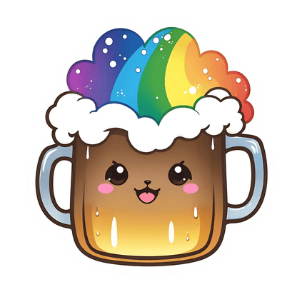 Rainbow Beer Mug - Sticker - Heat Press Transfer