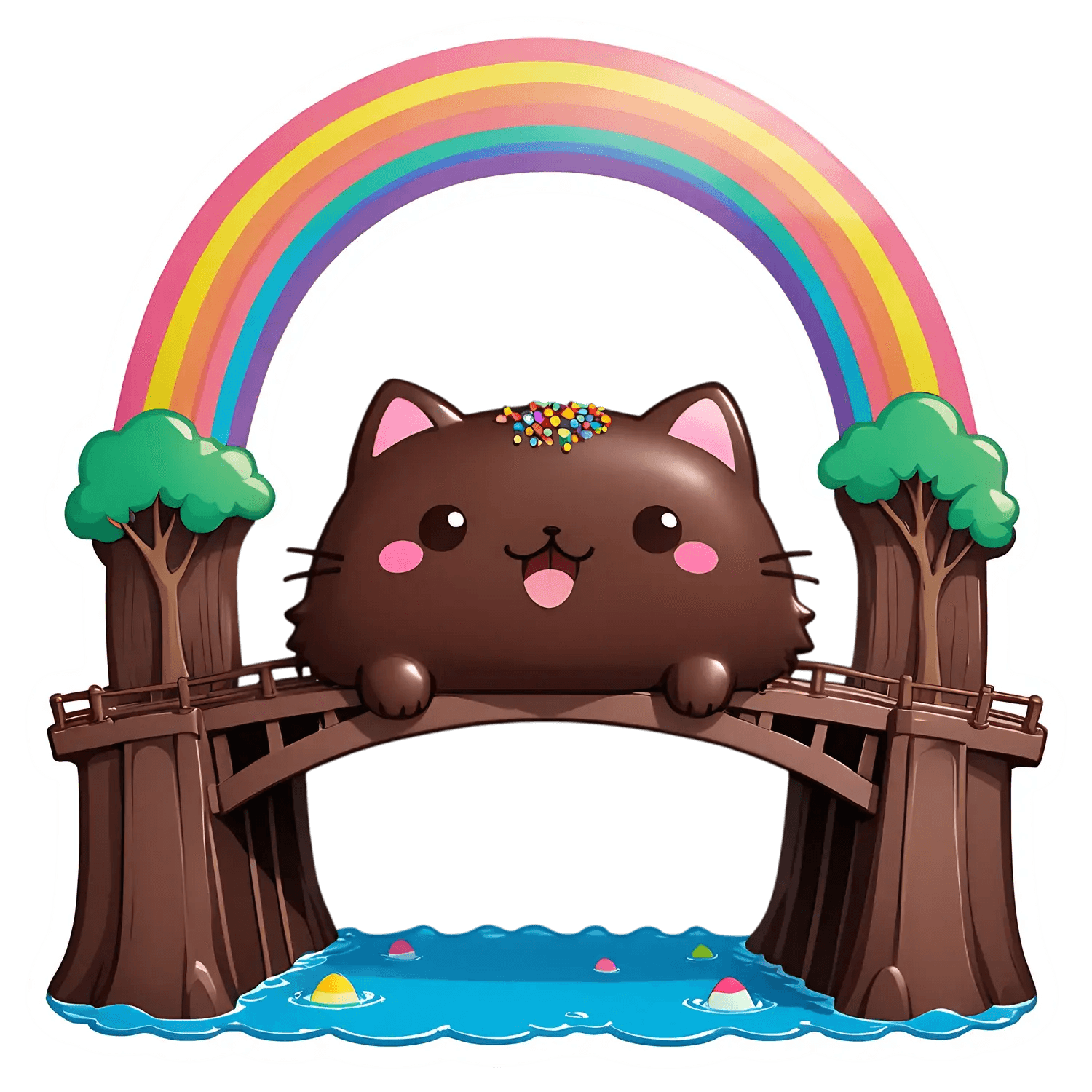 Rainbow Cat Bridge - Sticker - Heat Press Transfer