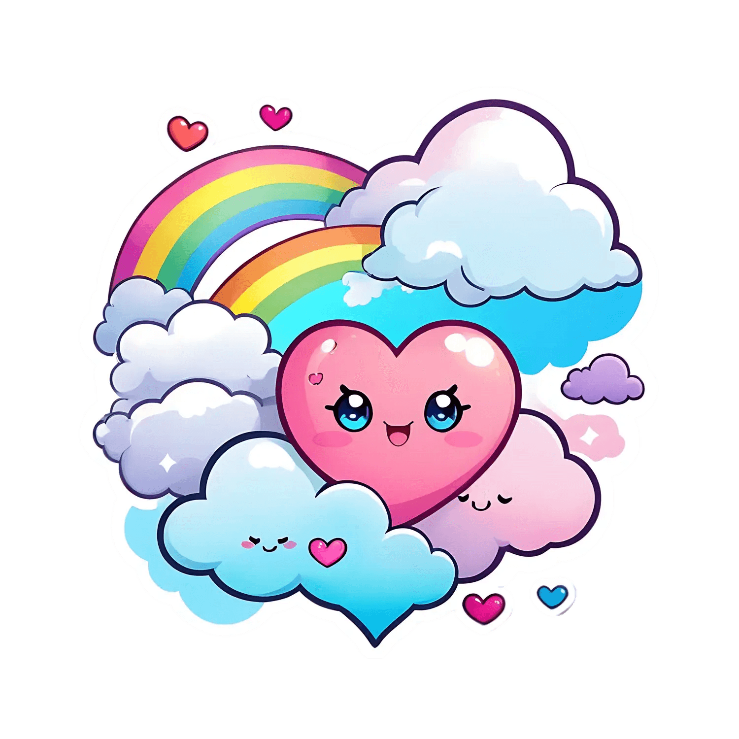 Rainbow Cloud Heart - Sticker - Heat Press Transfer