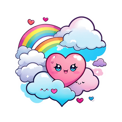Rainbow Cloud Heart - Sticker - Heat Press Transfer