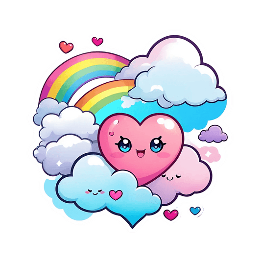 Rainbow Cloud Heart - Sticker - Heat Press Transfer