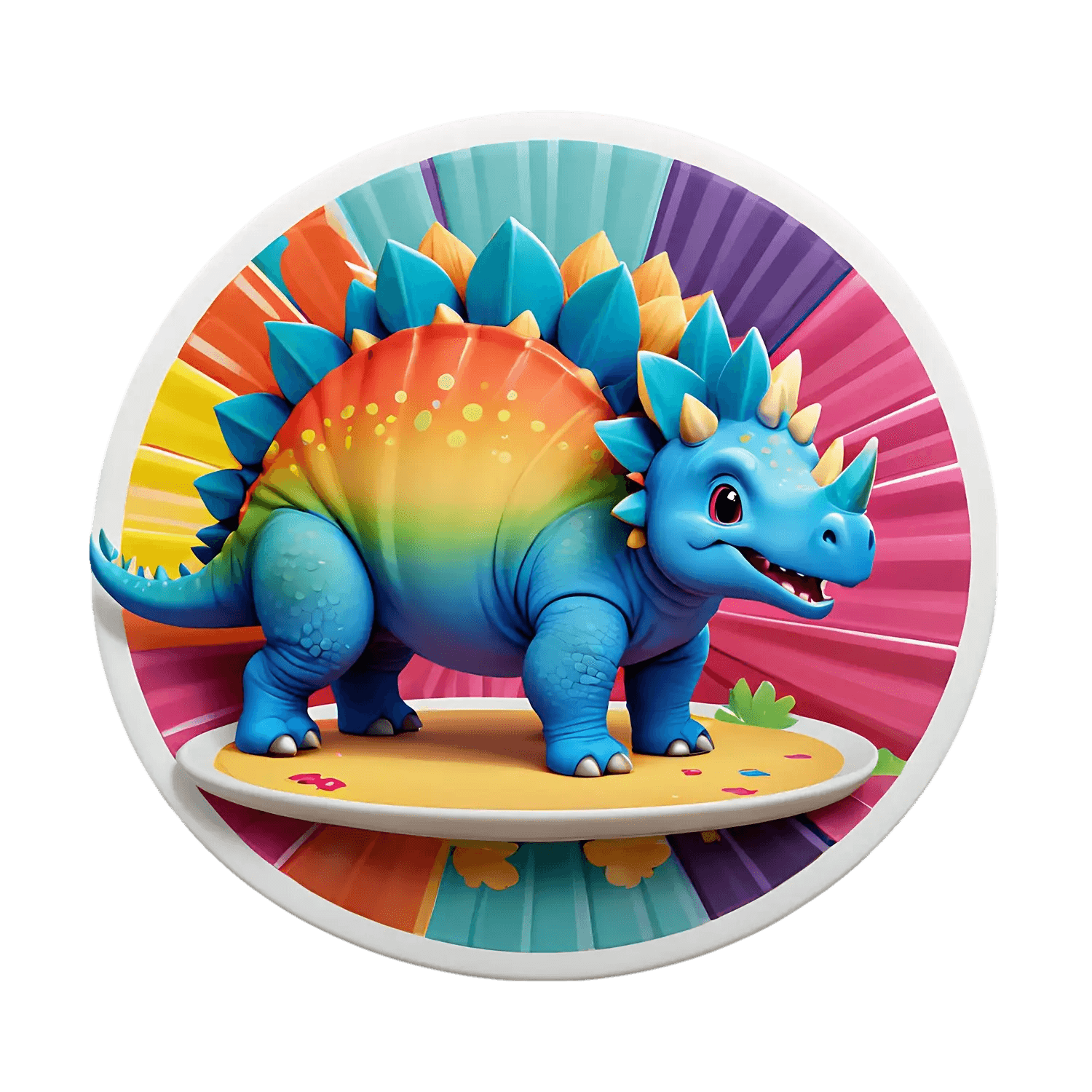 Rainbow Dinosaur Sticker - Vibrant UV DTF - Heat Press Transfer