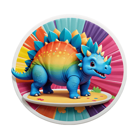 Rainbow Dinosaur Sticker - Vibrant UV DTF - Heat Press Transfer