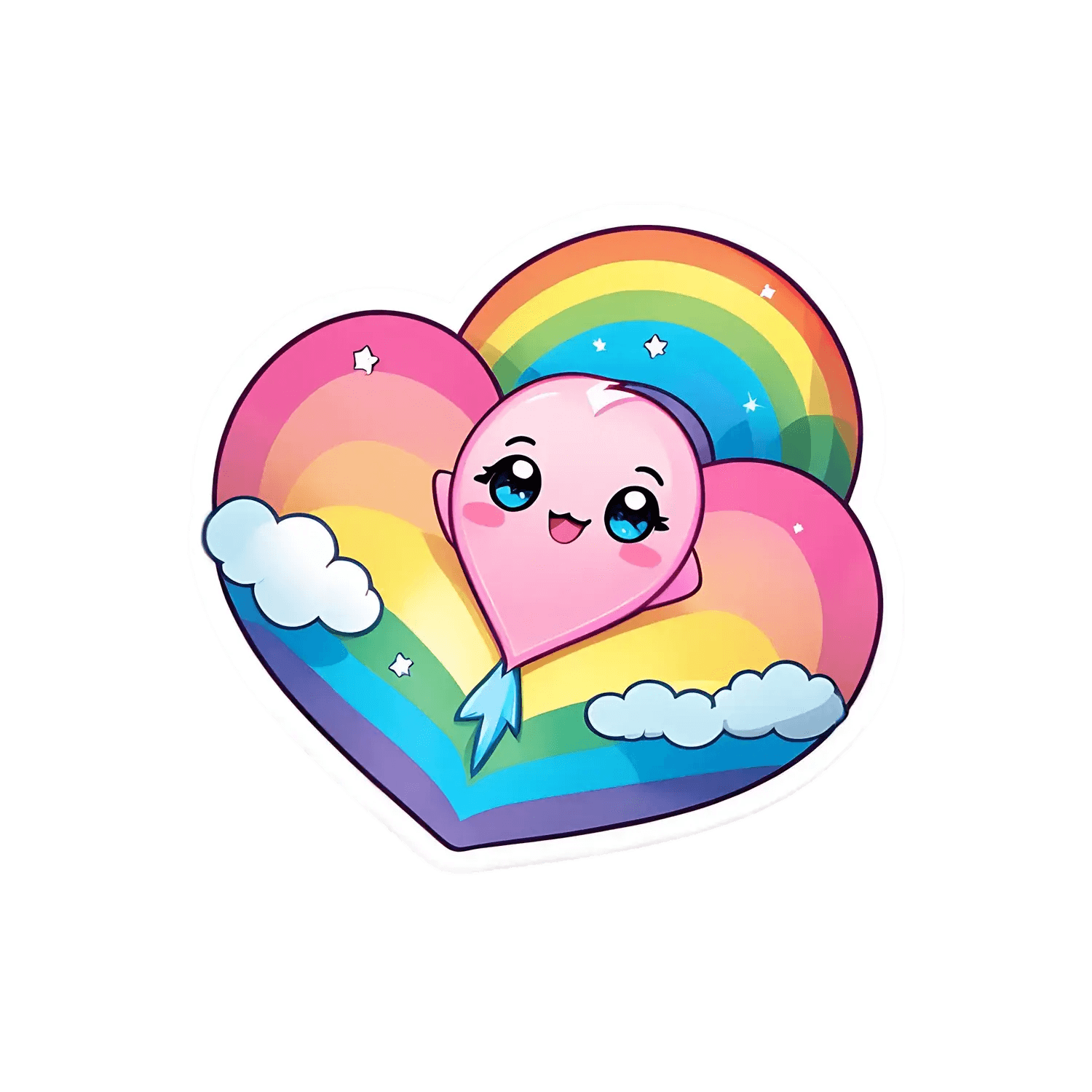 Rainbow Heart - Cute Sticker - Heat Press Transfer