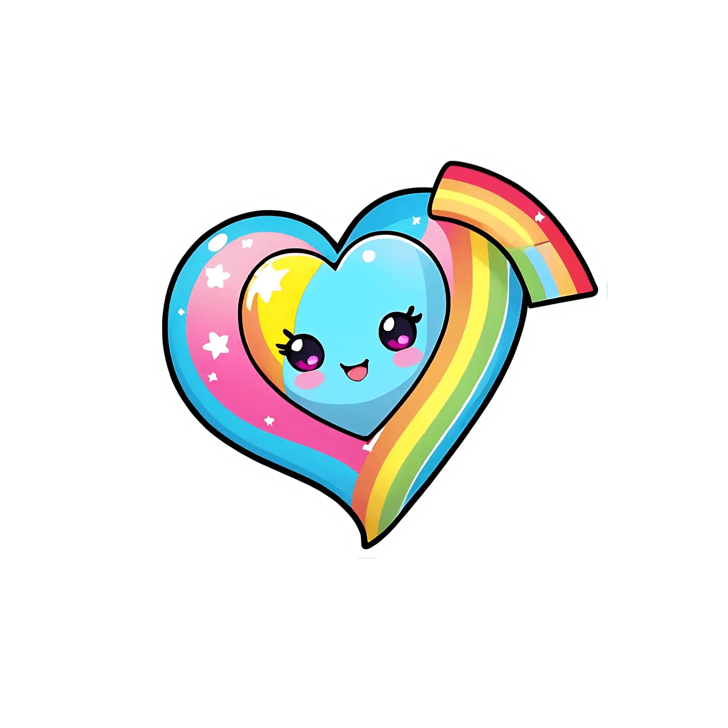 Rainbow Heart Sticker - Colorful and Cute - Heat Press Transfer
