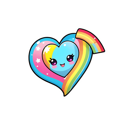 Rainbow Heart Sticker - Colorful and Cute - Heat Press Transfer