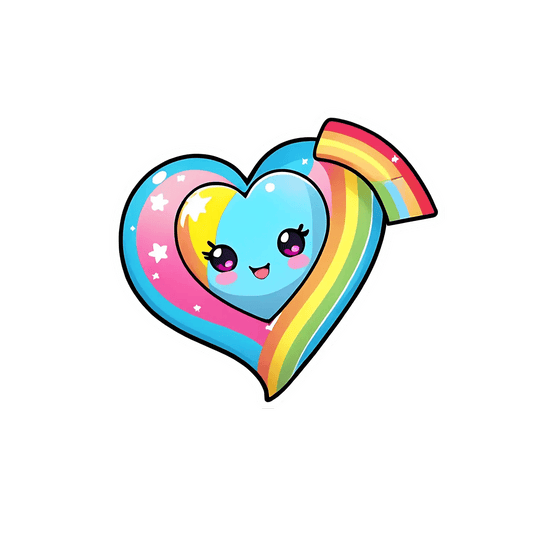 Rainbow Heart Sticker - Colorful and Cute - Heat Press Transfer