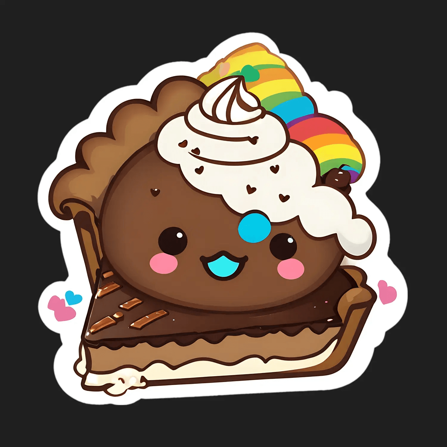 Rainbow Pie Sticker - Cute Dessert Delight - Heat Press Transfer