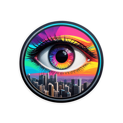 Rainbow Eye Cityscape - Sticker - Heat Press Transfer